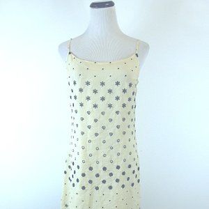 Collette Dinnigan cream black silk embroidered lace spaghetti strap slip dress S